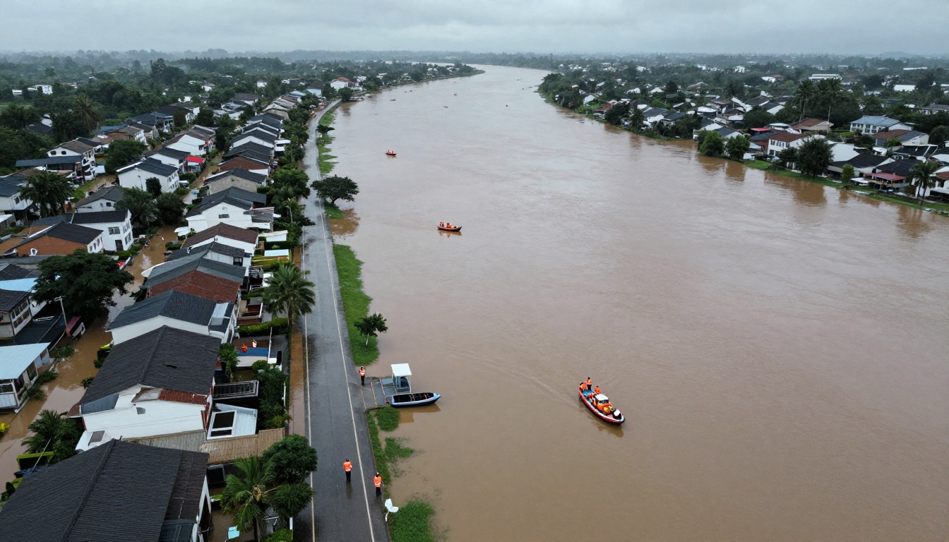 Evacuation and flood risk neighborhood from above