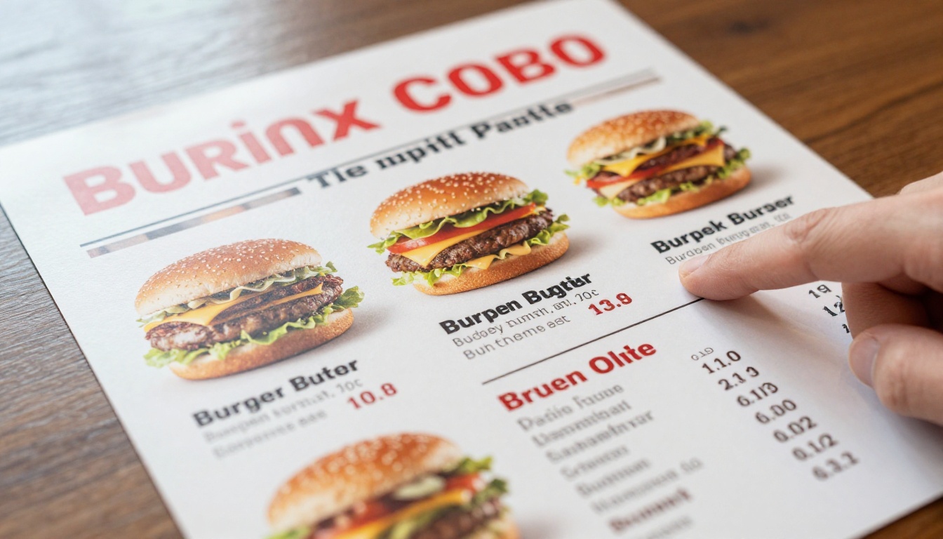 Customer reading a clear combo section on a printed fast food menu