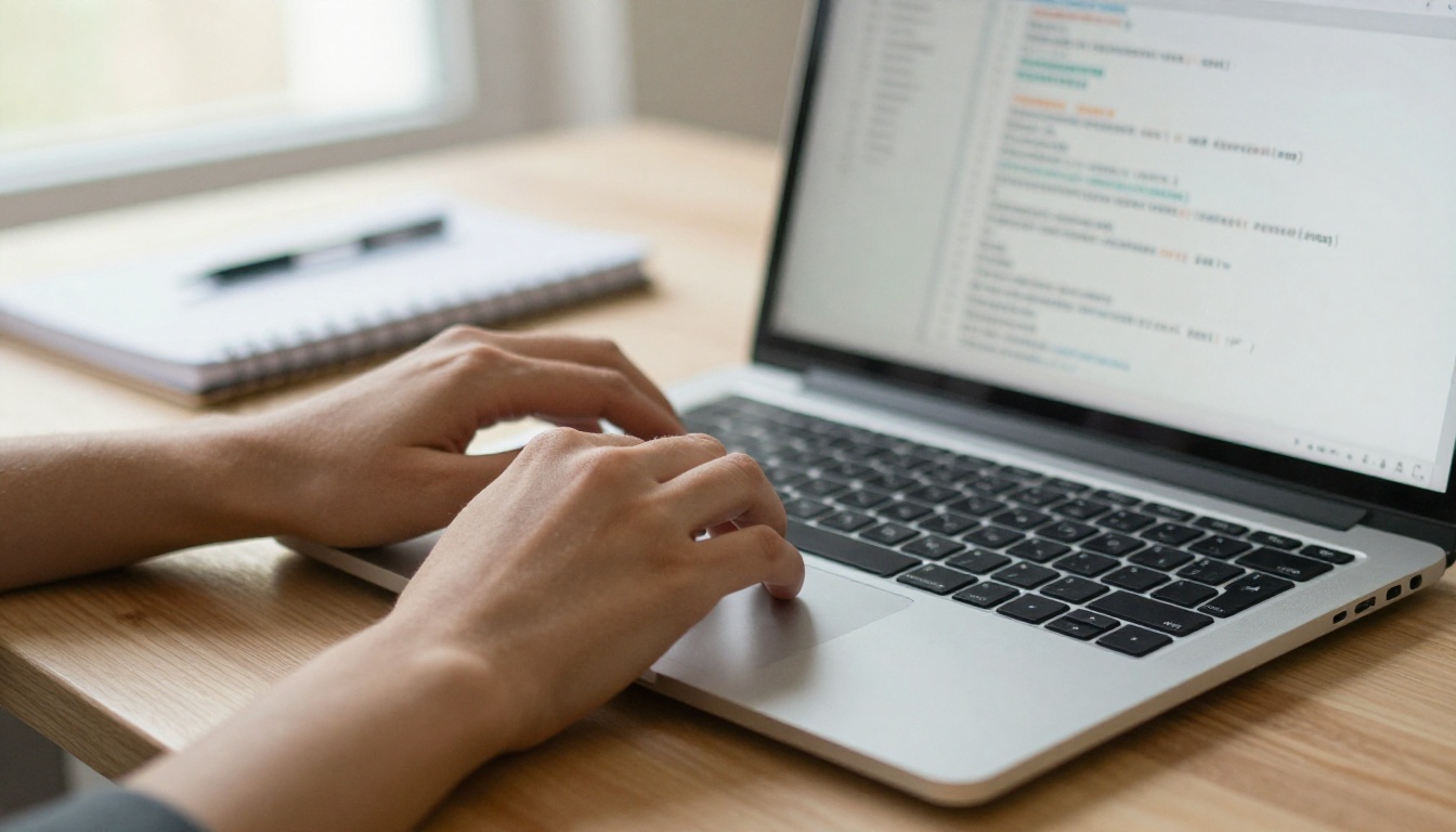 Developer working at a desk with a web app and page viewer on screen