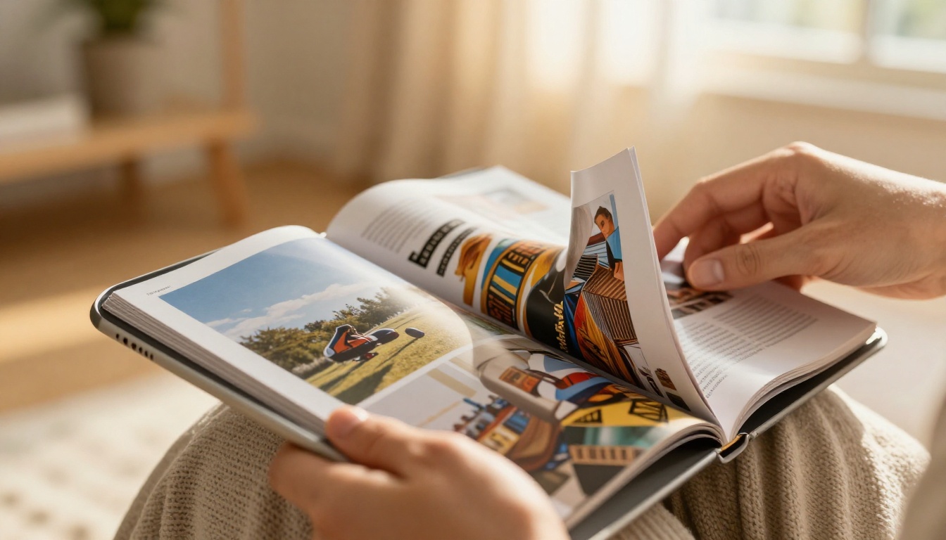 Tablet showing a page-turning digital magazine Tablet showing a page-turning digital magazine