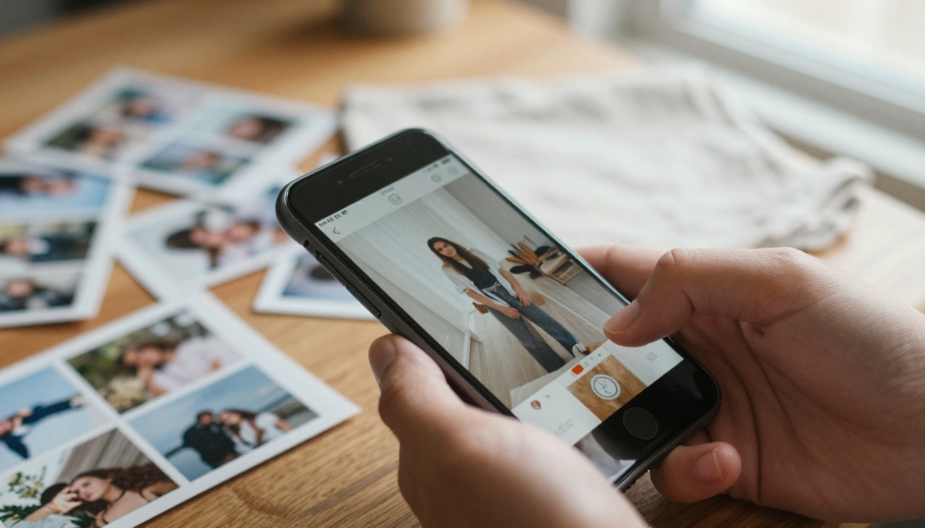 Hand selecting several photos in an Android gallery
