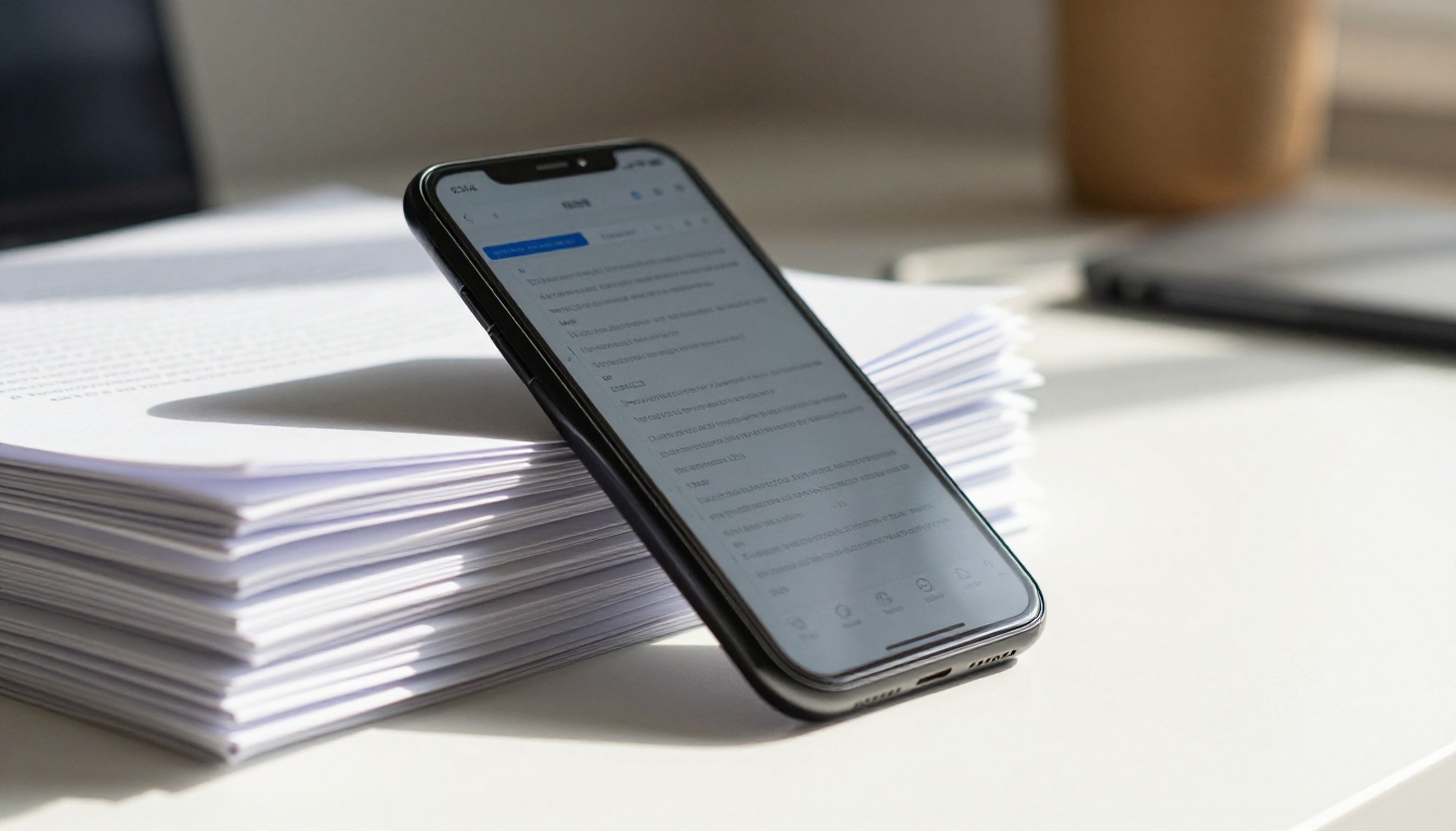 Android phone showing a multi page document preview