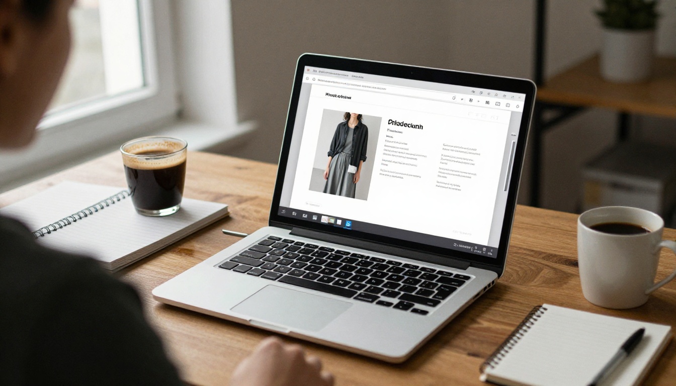 Shop owner exporting a PDF lookbook on a laptop