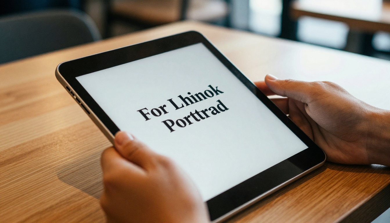 A reader holding a tablet with a high contrast flipbook page