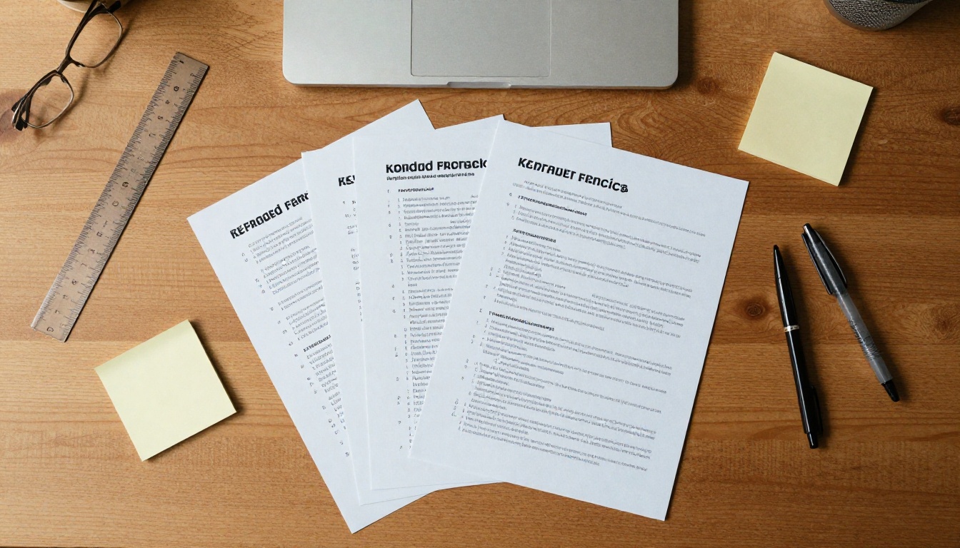 Printed pages arranged on a desk to check page breaks