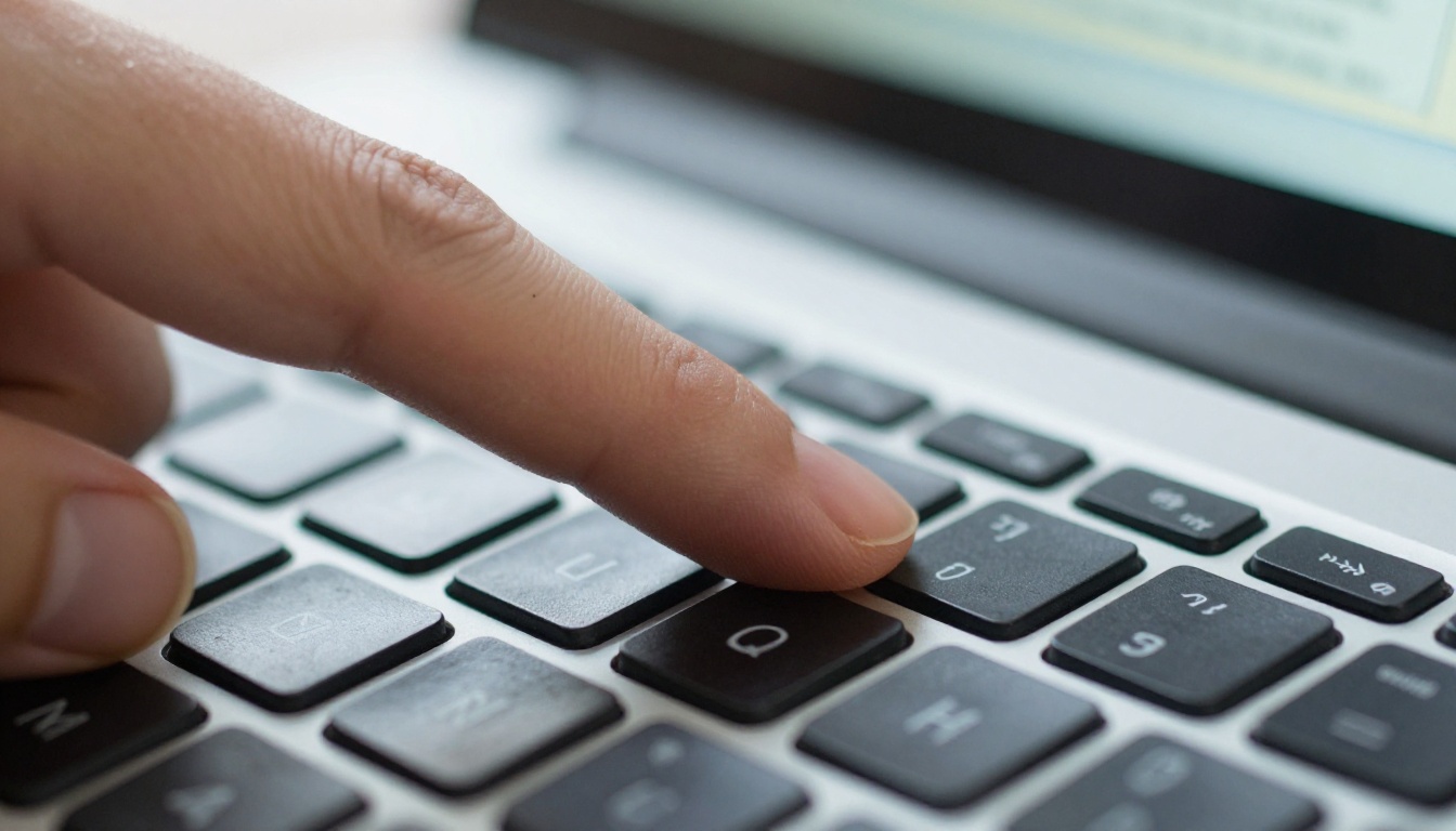 Laptop keyboard and a finger about to copy a link Laptop keyboard and a finger about to copy a link