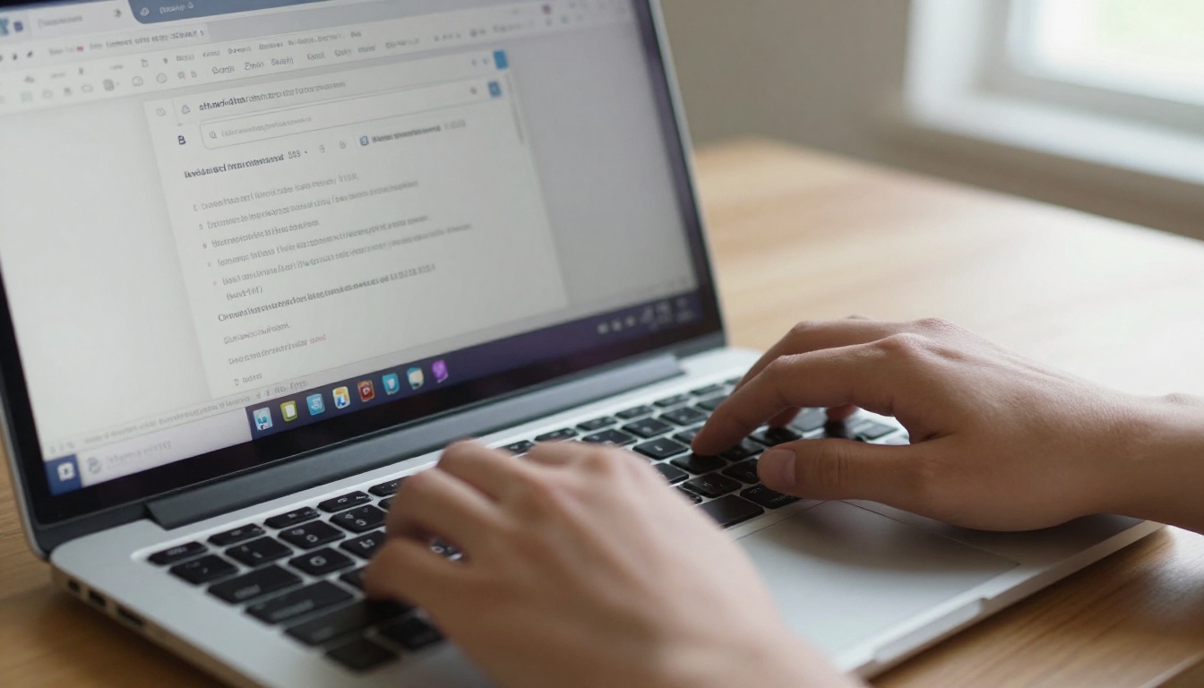 Person reviewing a laptop dashboard in a bright home office Person reviewing a laptop dashboard in a bright home office