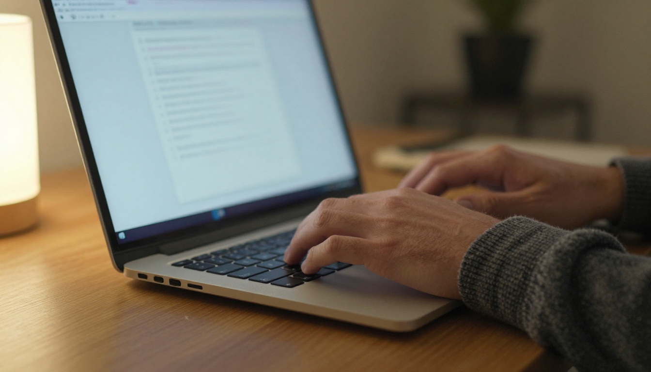 Hands adjusting export settings on a laptop