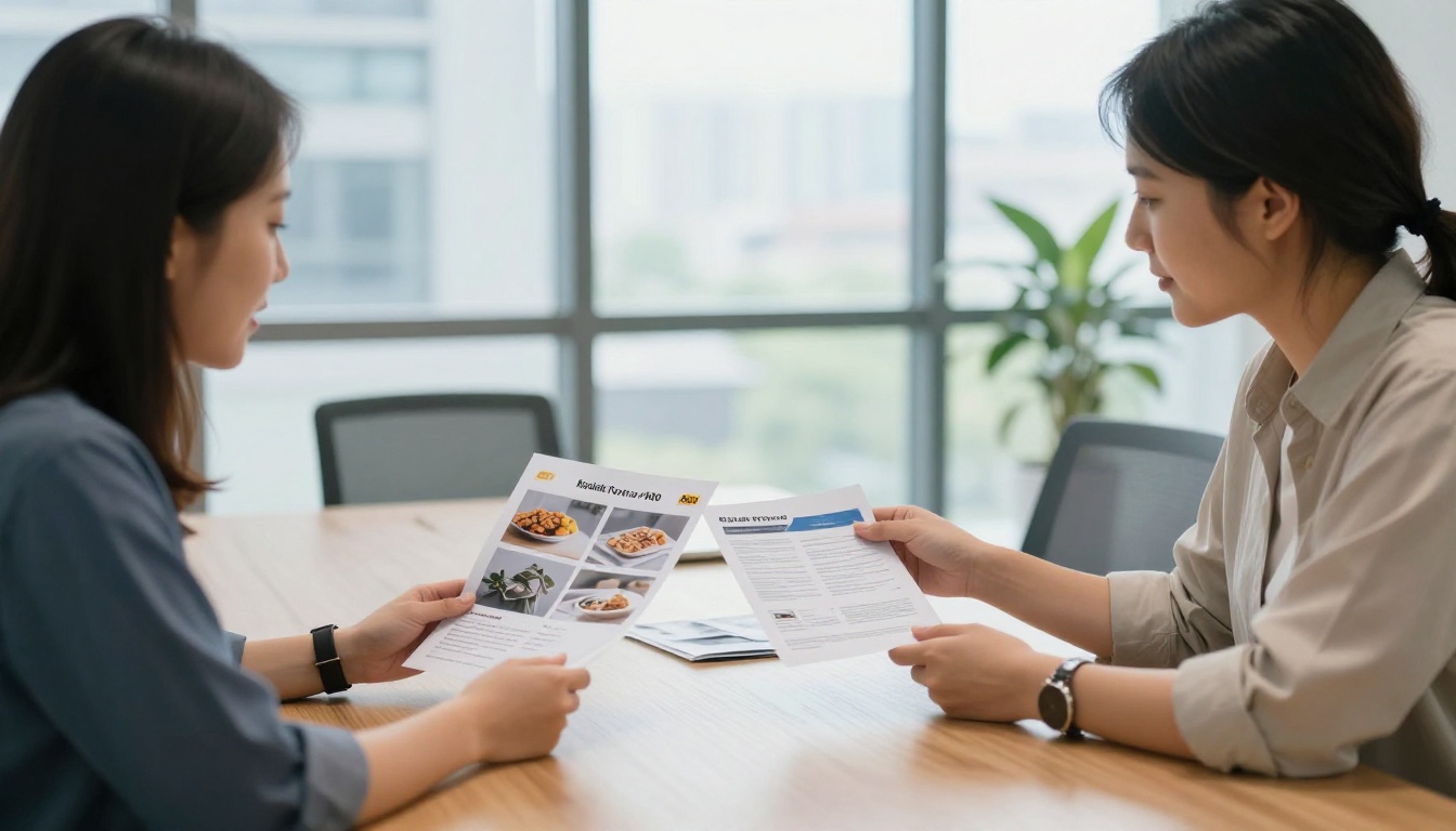 Two colleagues comparing a clean printout with a messy one