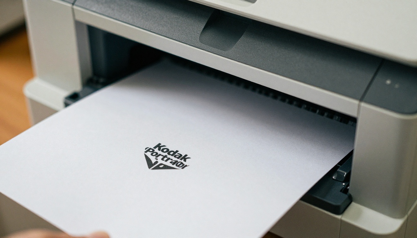 Printer producing a clean page with a logo on white paper