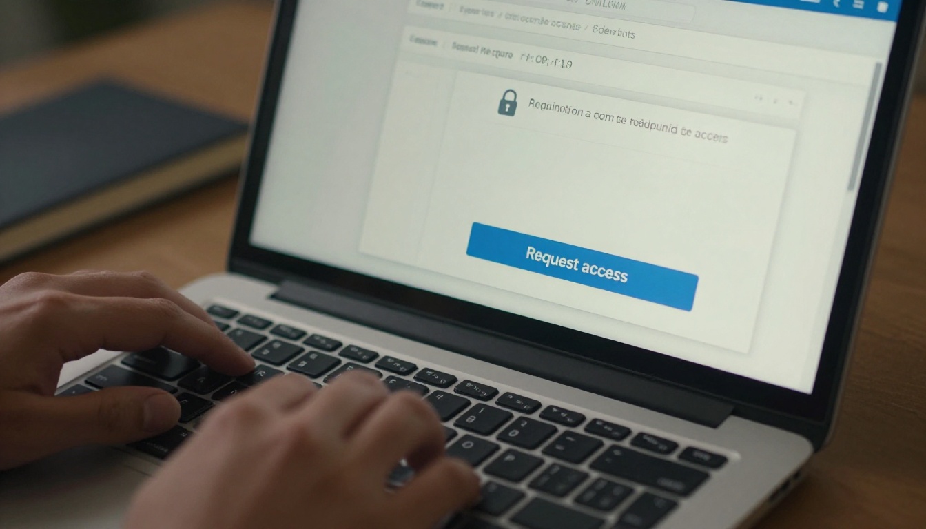 Laptop screen showing a request access page with a padlock