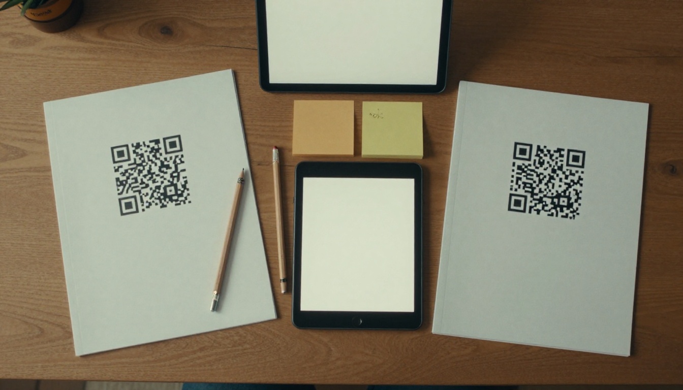 Two printed catalogs side by side each with a QR code on the cover Two printed catalogs side by side each with a QR code on the cover
