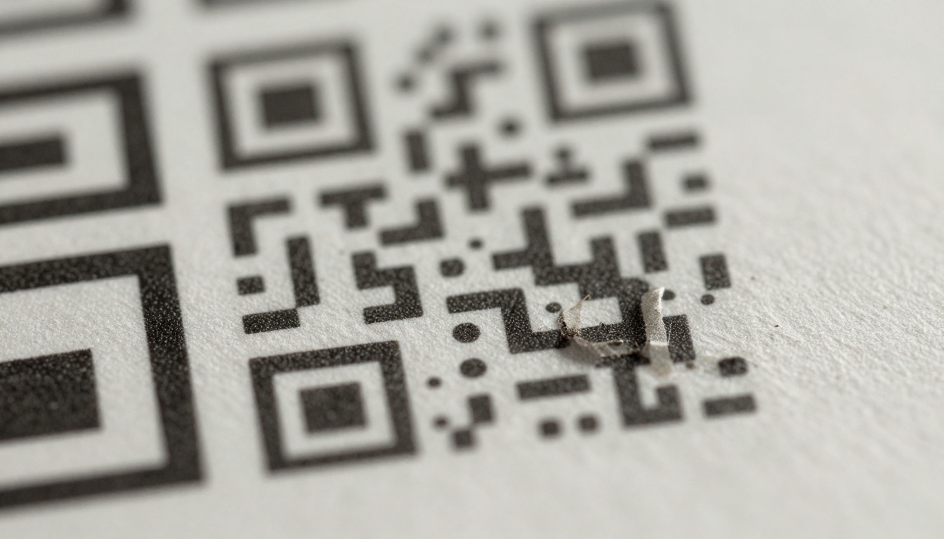 Macro view of a printed QR code on matte paper with ink dot texture Macro view of a printed QR code on matte paper with ink dot texture