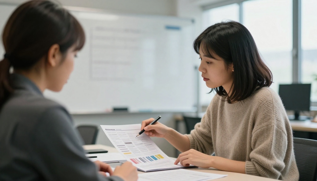 Team reviewing a printed catalog proof together in a meeting room Team reviewing a printed catalog proof together in a meeting room