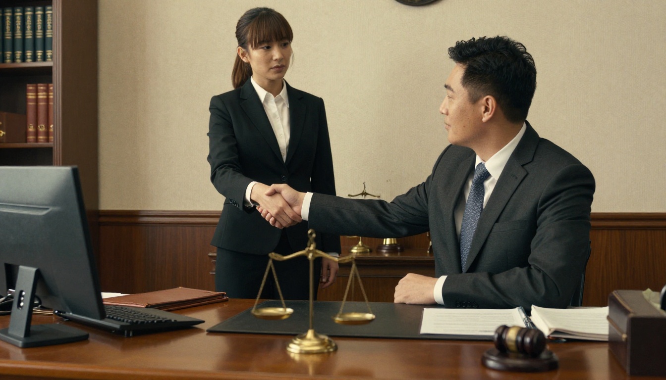 Lawyer and business owner shaking hands Lawyer and business owner shaking hands