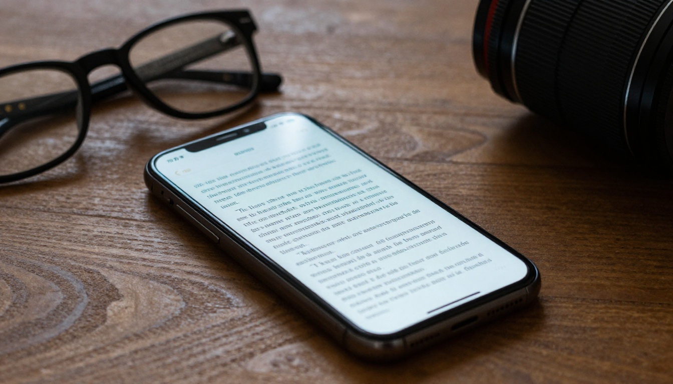 Close view of a tablet showing a book page layout beside a coffee cup