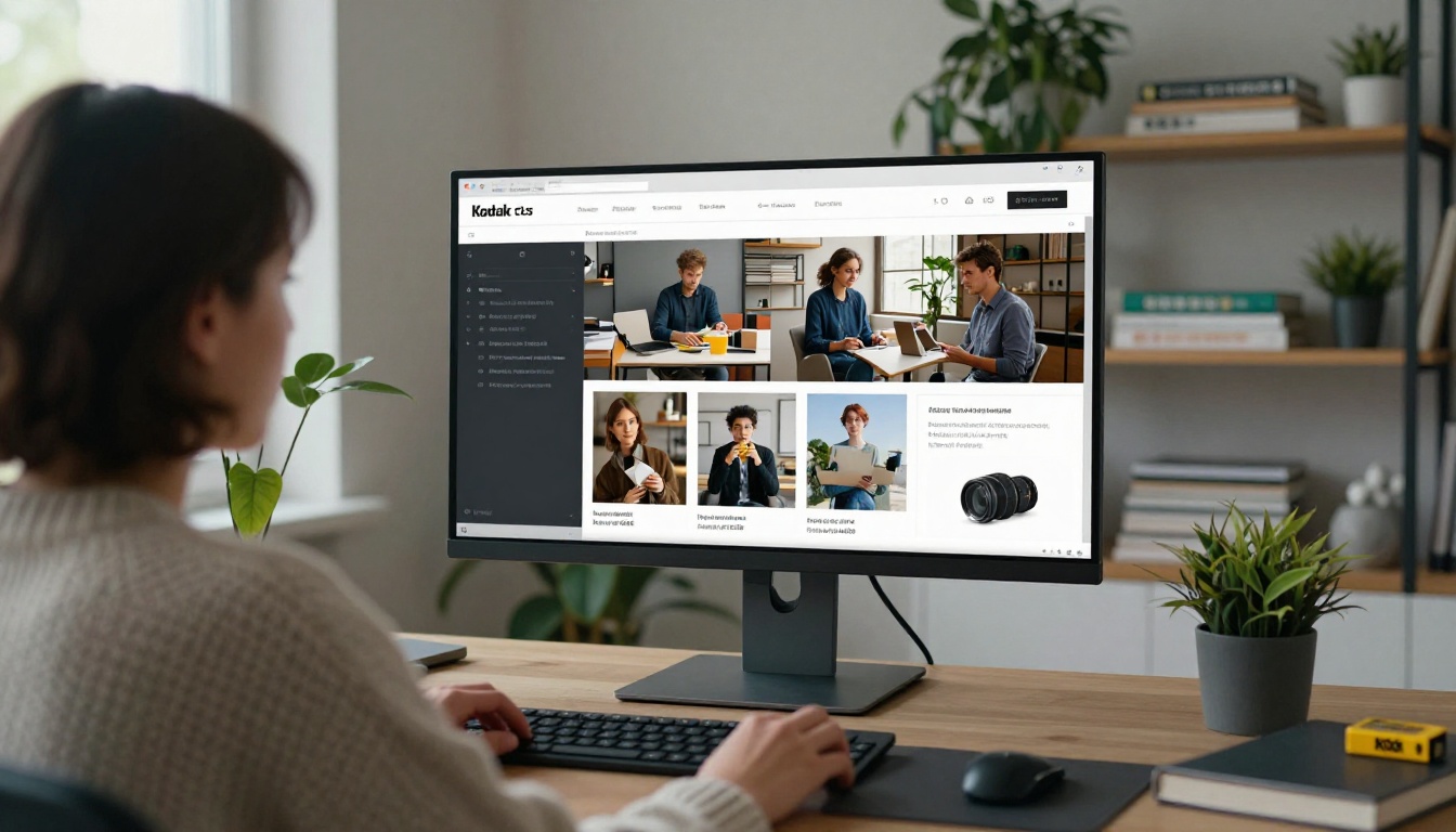 Designer reviewing a portfolio flipbook on a monitor
