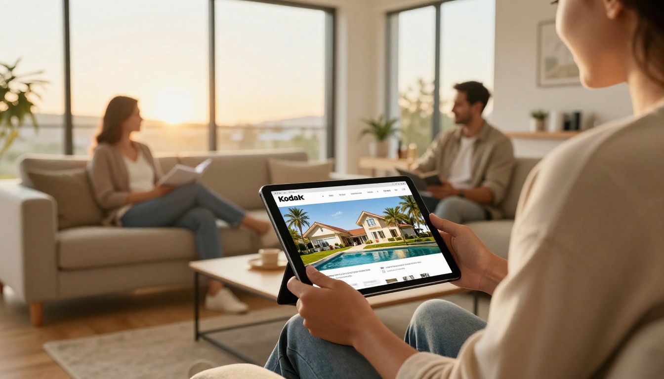 Agent presenting a brochure flipbook on a tablet