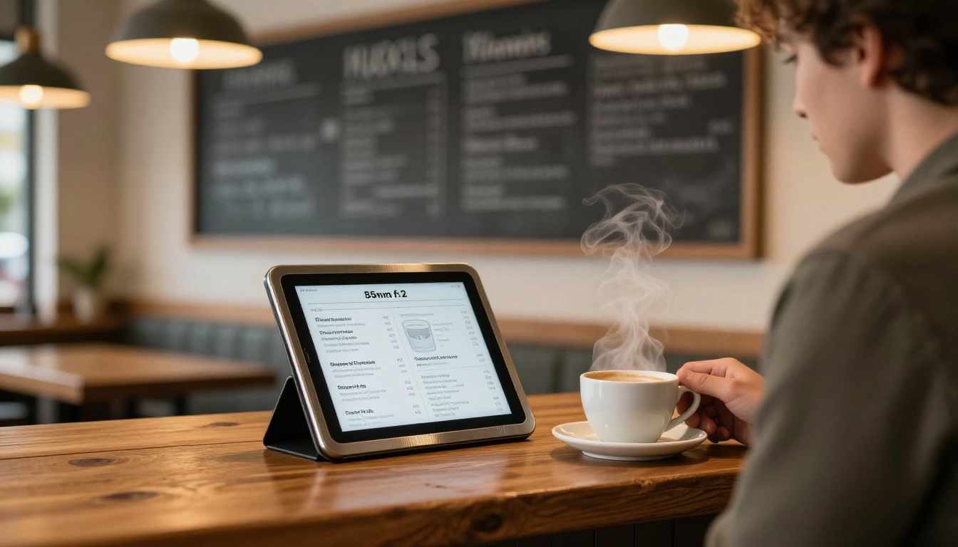 A restaurant owner checking a digital menu on a tablet