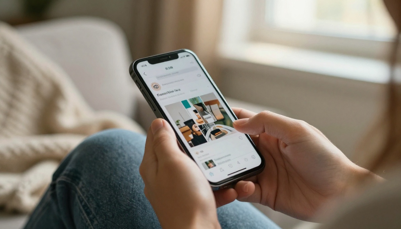 Reader holding a phone and viewing a digital magazine with a full-page ad