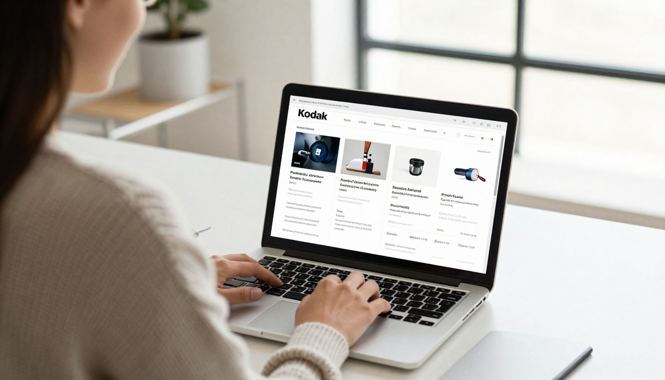 Sales representative browsing a catalog on a laptop