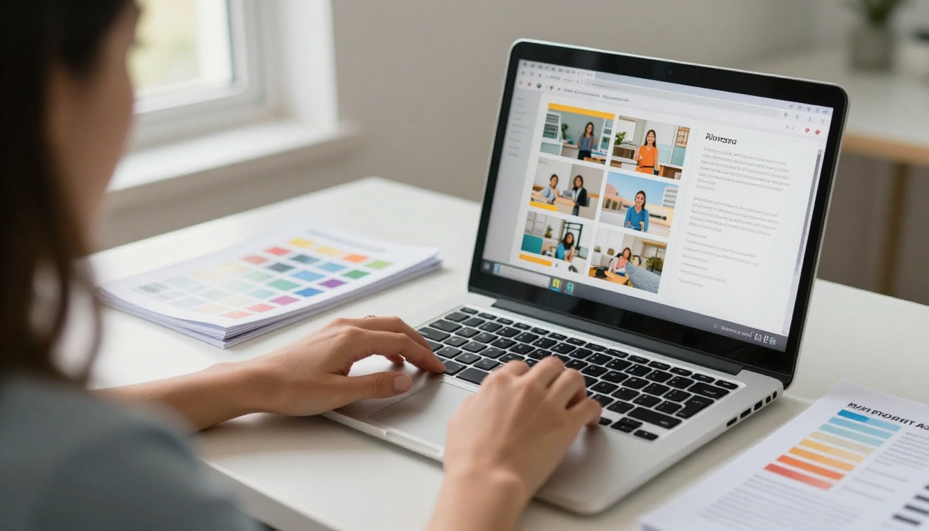 Director building a digital handbook on a laptop