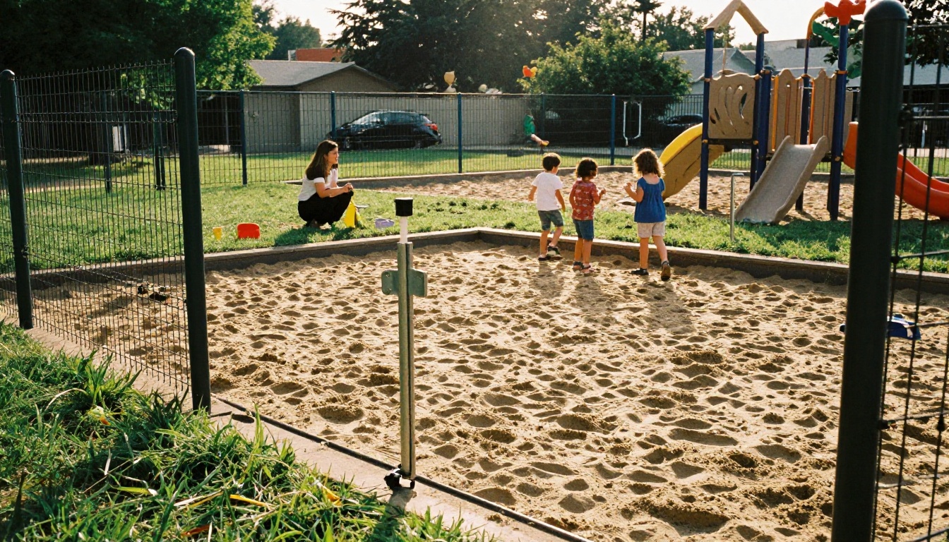 Daycare playground with a secure gate