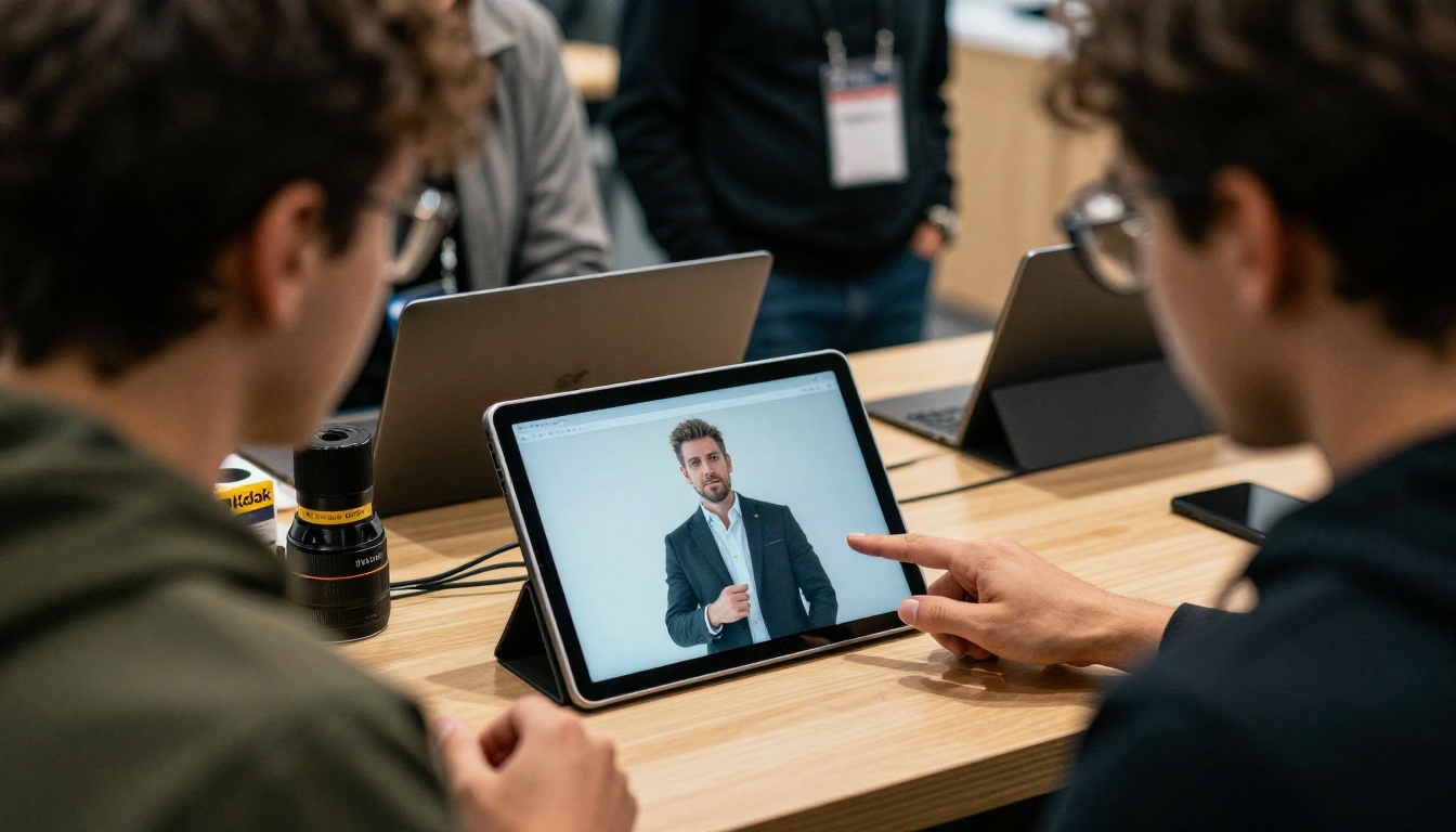 Product demo at an exhibitor booth