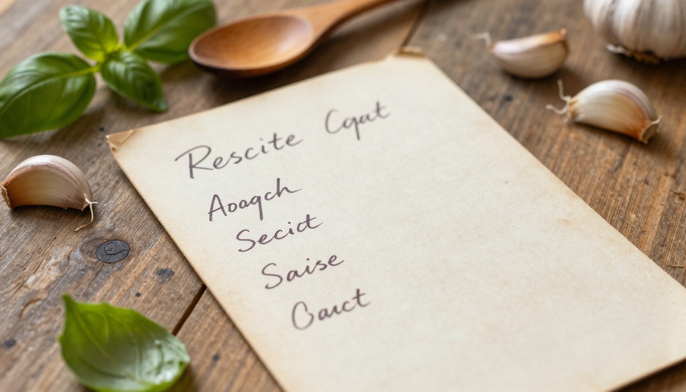 A mother hands her daughter a handwritten recipe card in a warm kitchen A mother hands her daughter a handwritten recipe card in a warm kitchen