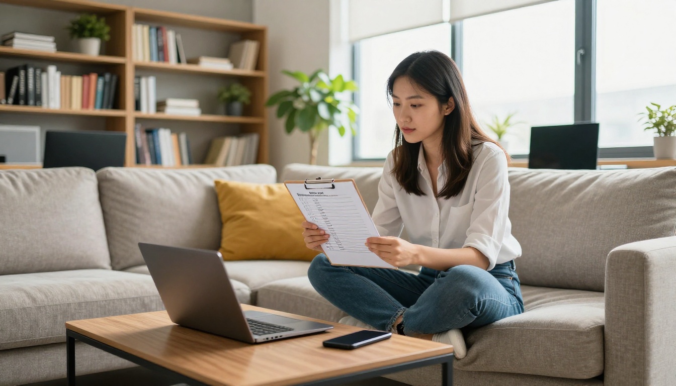 Quality assurance engineer with a clipboard checklist and two laptops