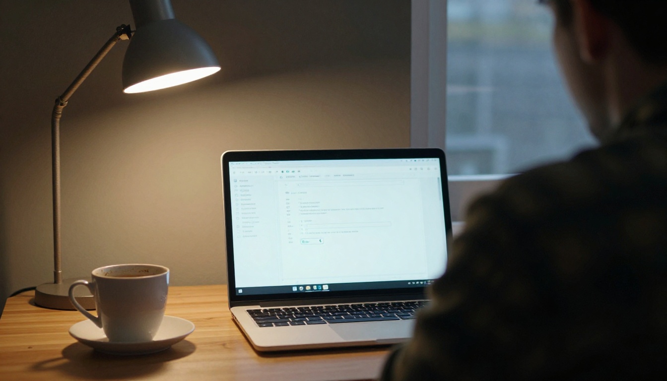 Over-the-shoulder view of a laptop showing a settings page with toggle switches