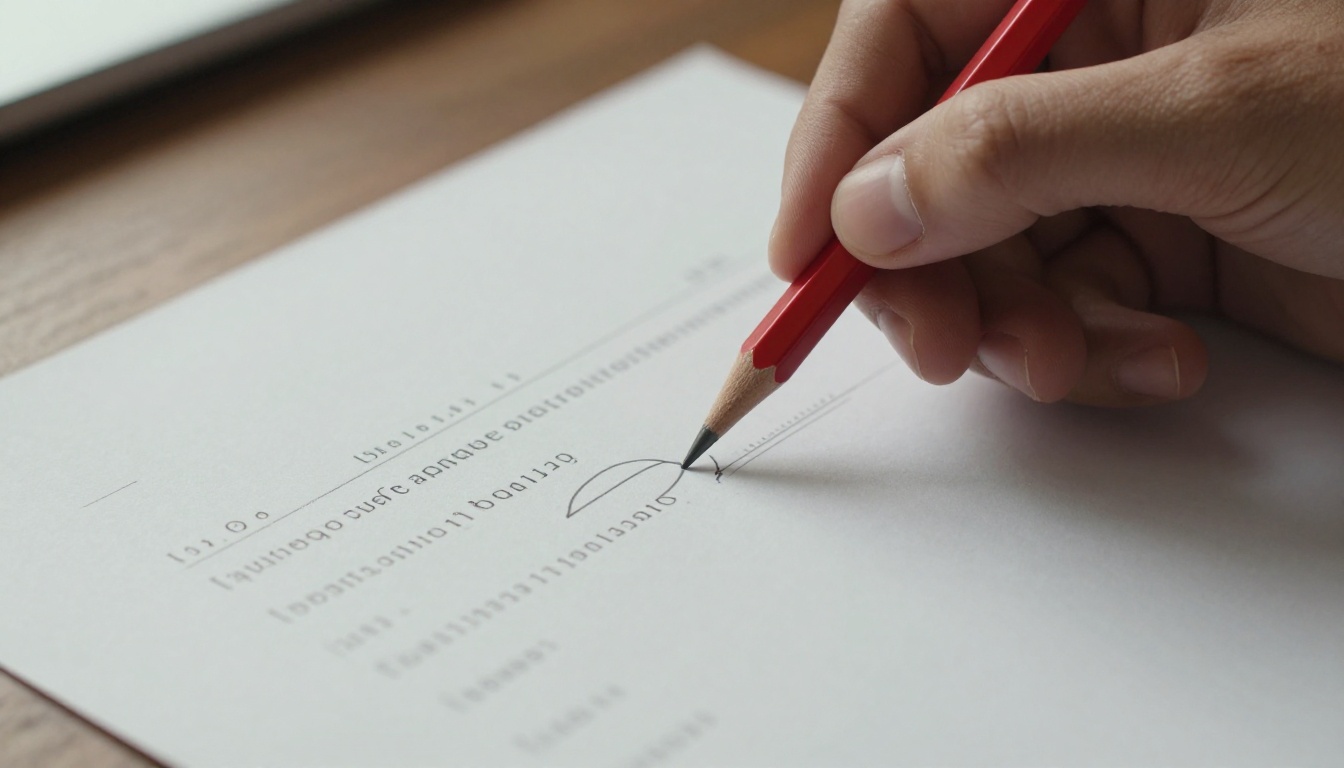 Close-up of a printed configuration sheet with a red pencil circling a few lines