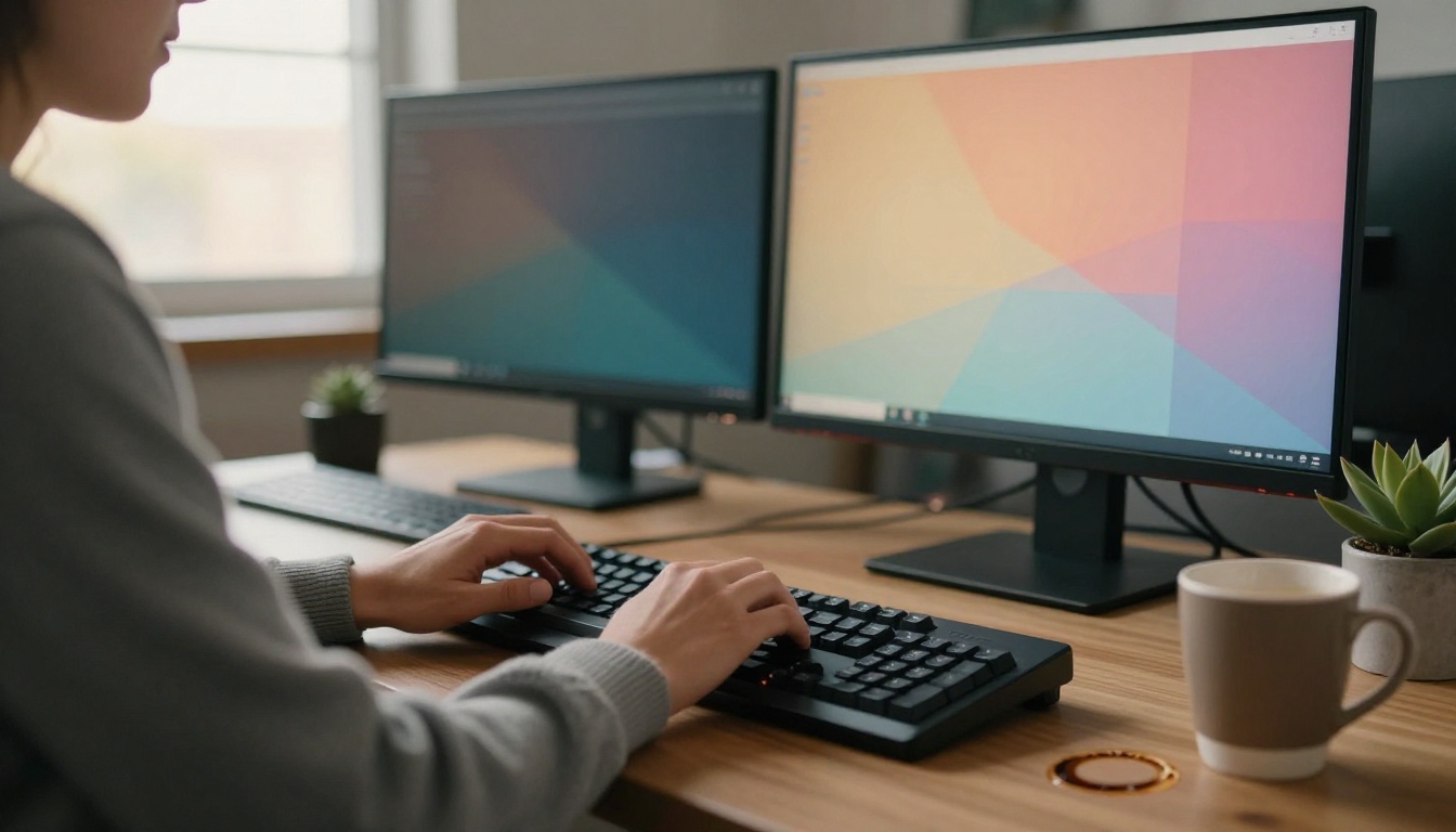 A software developer typing in a quiet loft office
