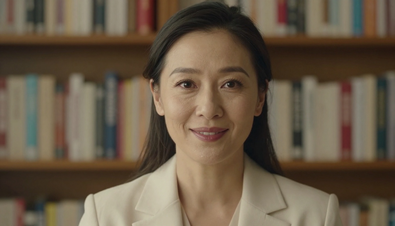 Smiling woman in a cream blazer speaking directly to the camera