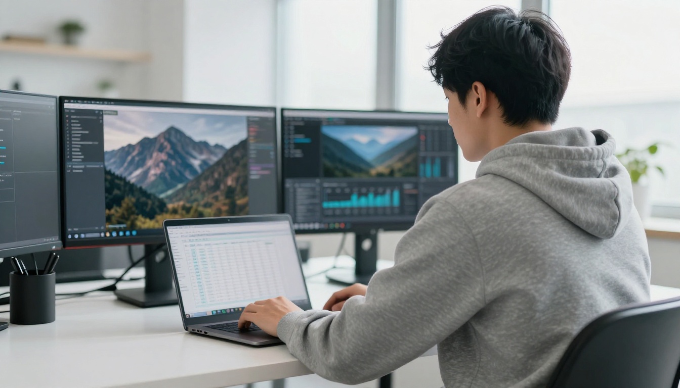 Over-the-shoulder view of a developer comparing video API prices in a spreadsheet