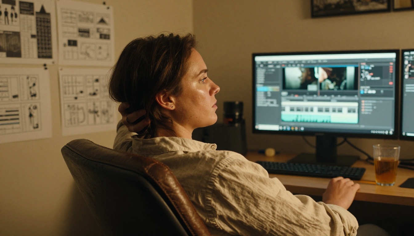 Frustrated video editor leaning back from a monitor after a Veo 3.1 quota error