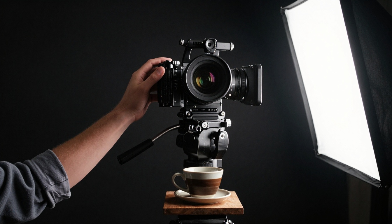 Videographer adjusting a tripod and cinema camera, a picture of choosing Veo 3.1 settings