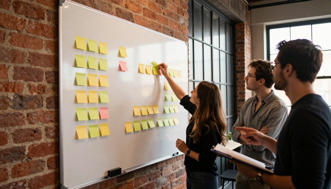 Startup team sorting free tier options on a whiteboard