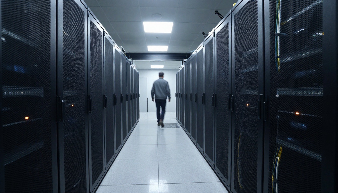 Quiet data center aisle with rows of server racks, a picture of GPU hourly rates