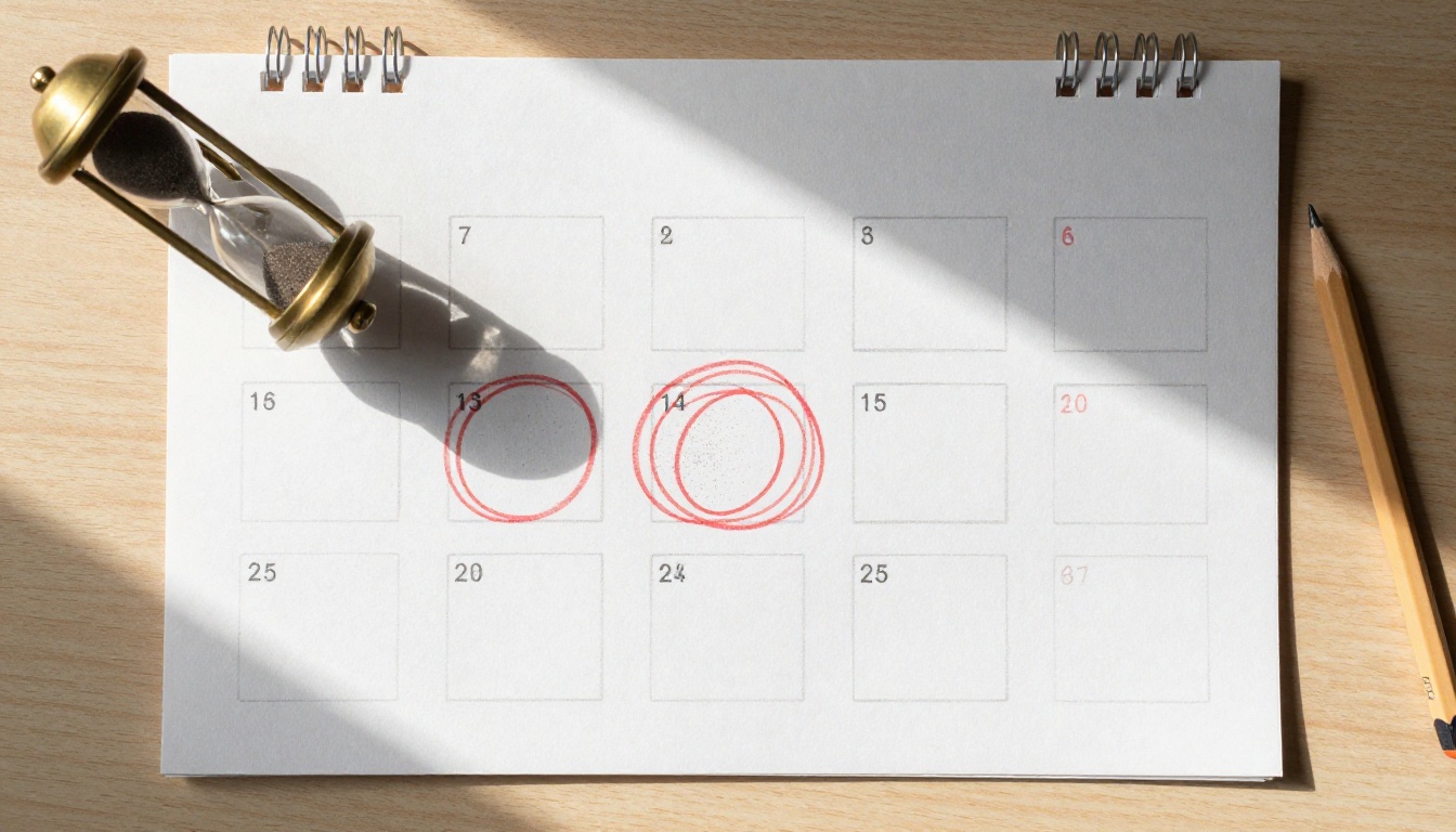 Calendar with circled days and an hourglass, a picture of fal.ai credit expiry