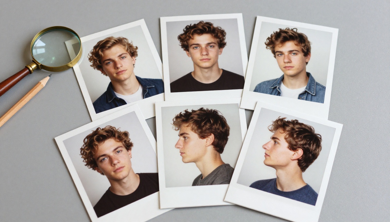 Contact sheet of portraits of one man from several angles
