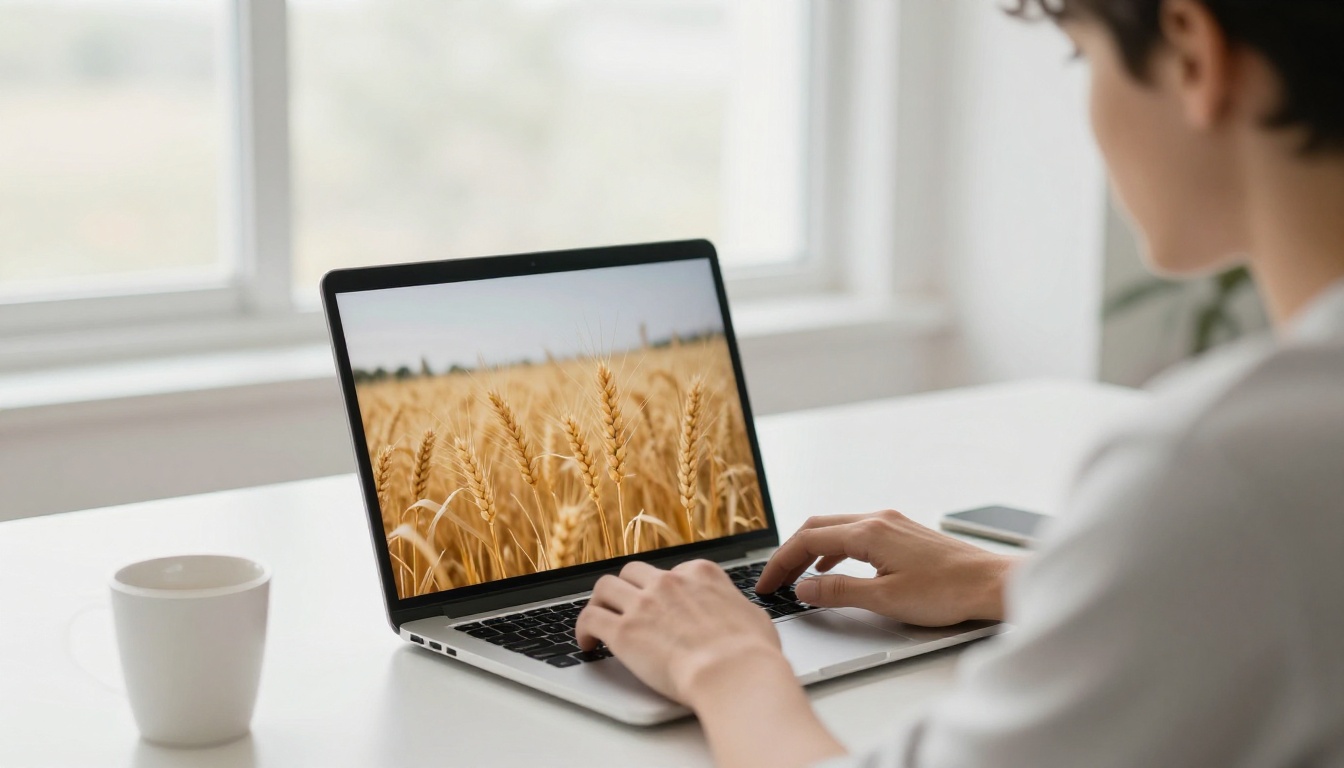 Creator typing a scene description for an AI video prompt on a laptop in a bright co-working space