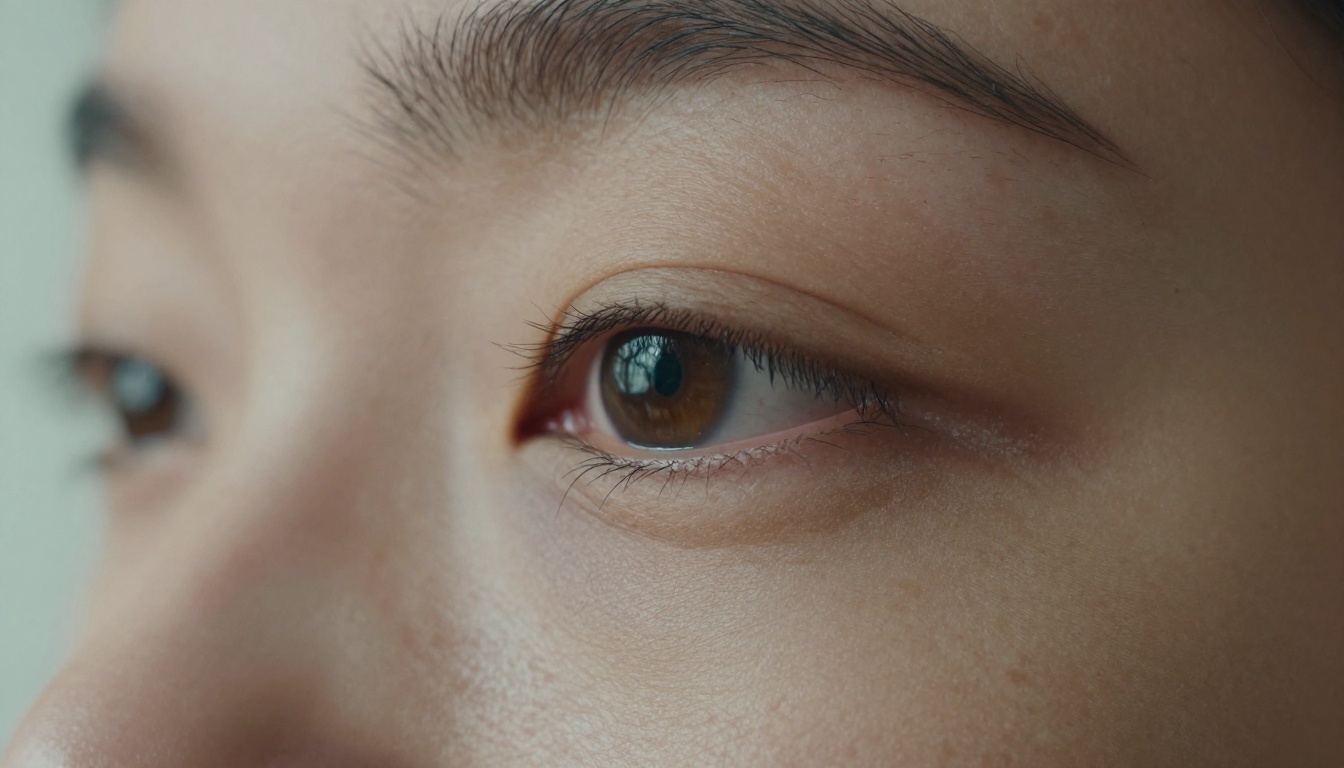 Extreme close up of a cheek and eye showing real skin texture and pores
