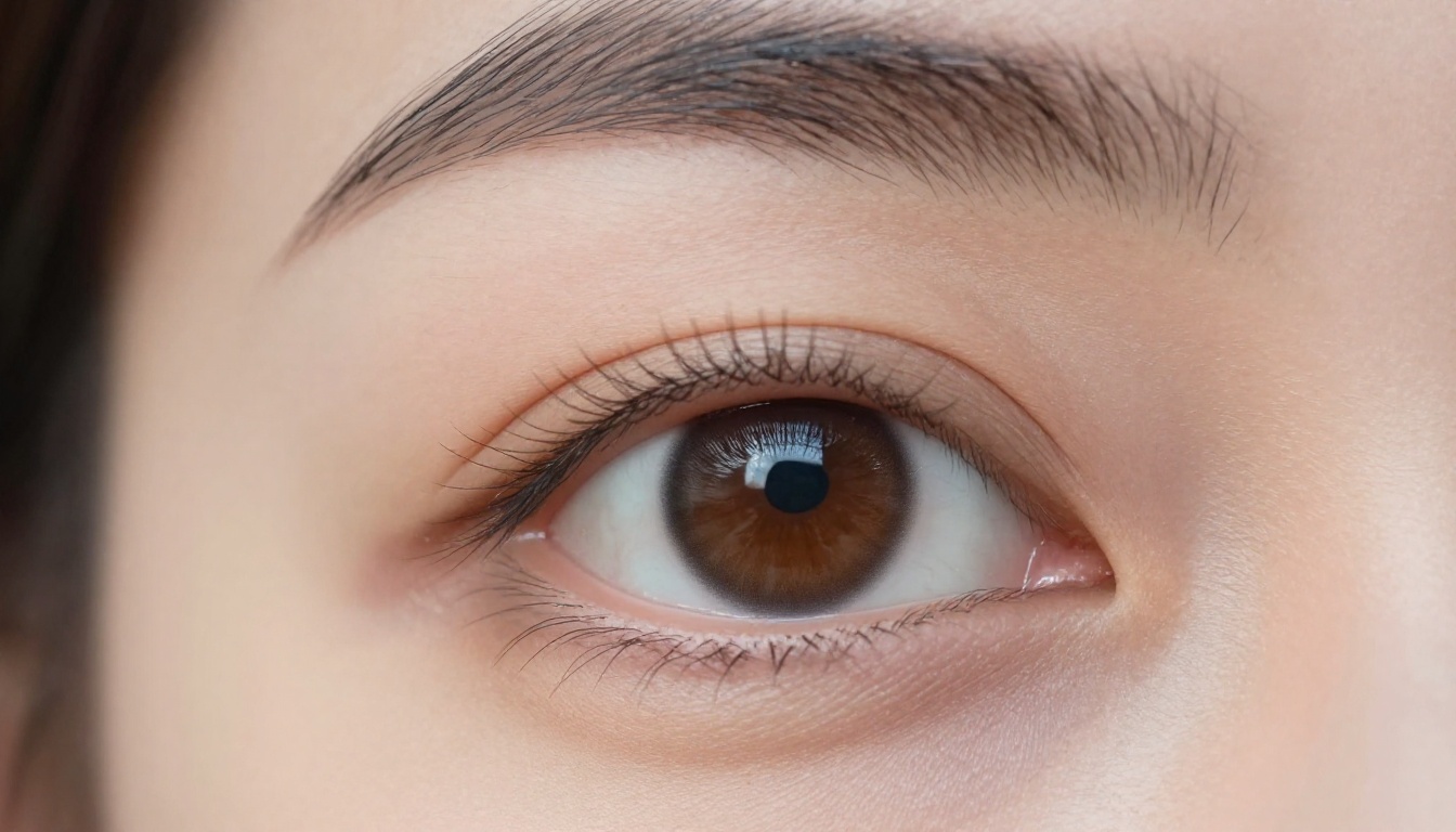 Extreme close-up of an eye with natural skin pores and fine lines
