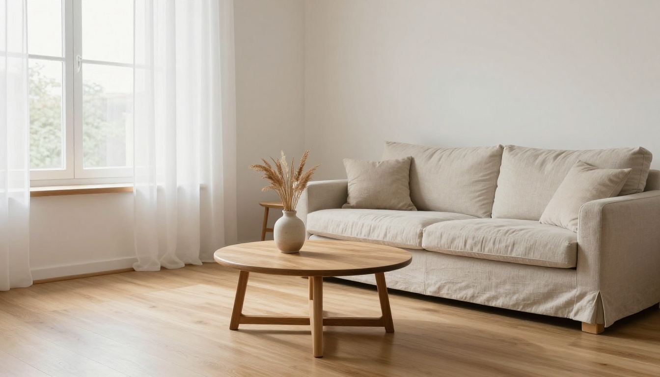 Bright Scandinavian living room with an uncluttered oak floor Bright Scandinavian living room with an uncluttered oak floor